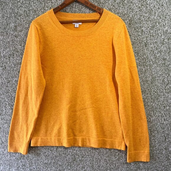 J Crew Sweater Teddie Womans Medium Wool Blend Yellow Long Sleeve Clasual - Picture 1 of 7